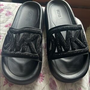 Michael Kors Black Beaded Slide Sandals